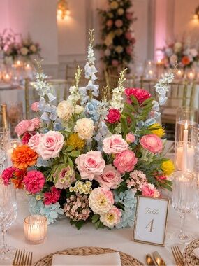 Elegant Pink & Coral Mixed Faux Floral Centerpiece handmade